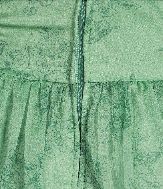 B. Darlin Sleeveless Floral Print Sweetheart Neck Trim Party Dress Product Image