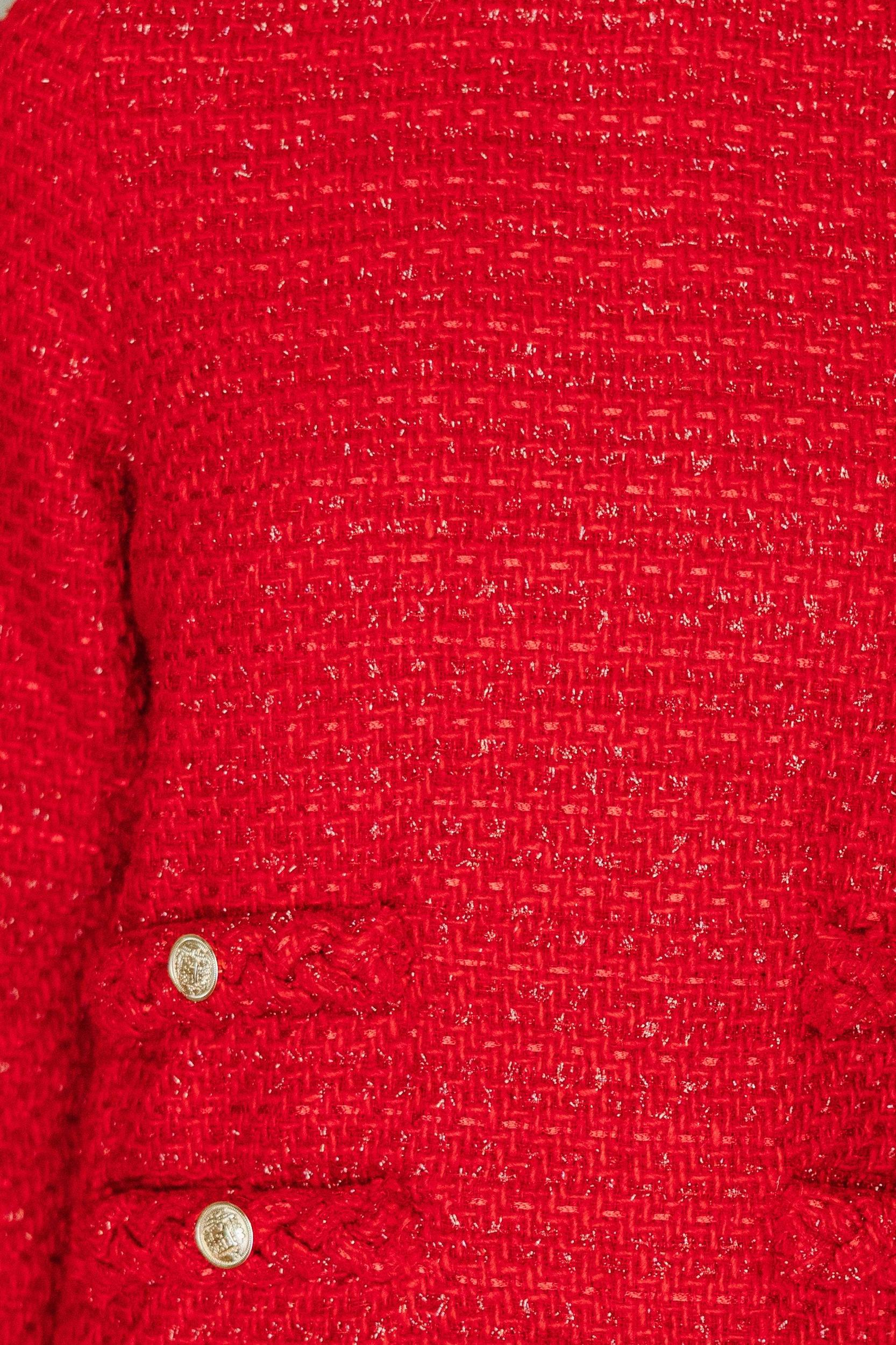 Ask You Out Red Tweed 3/4 Sleeve Dress Female Product Image