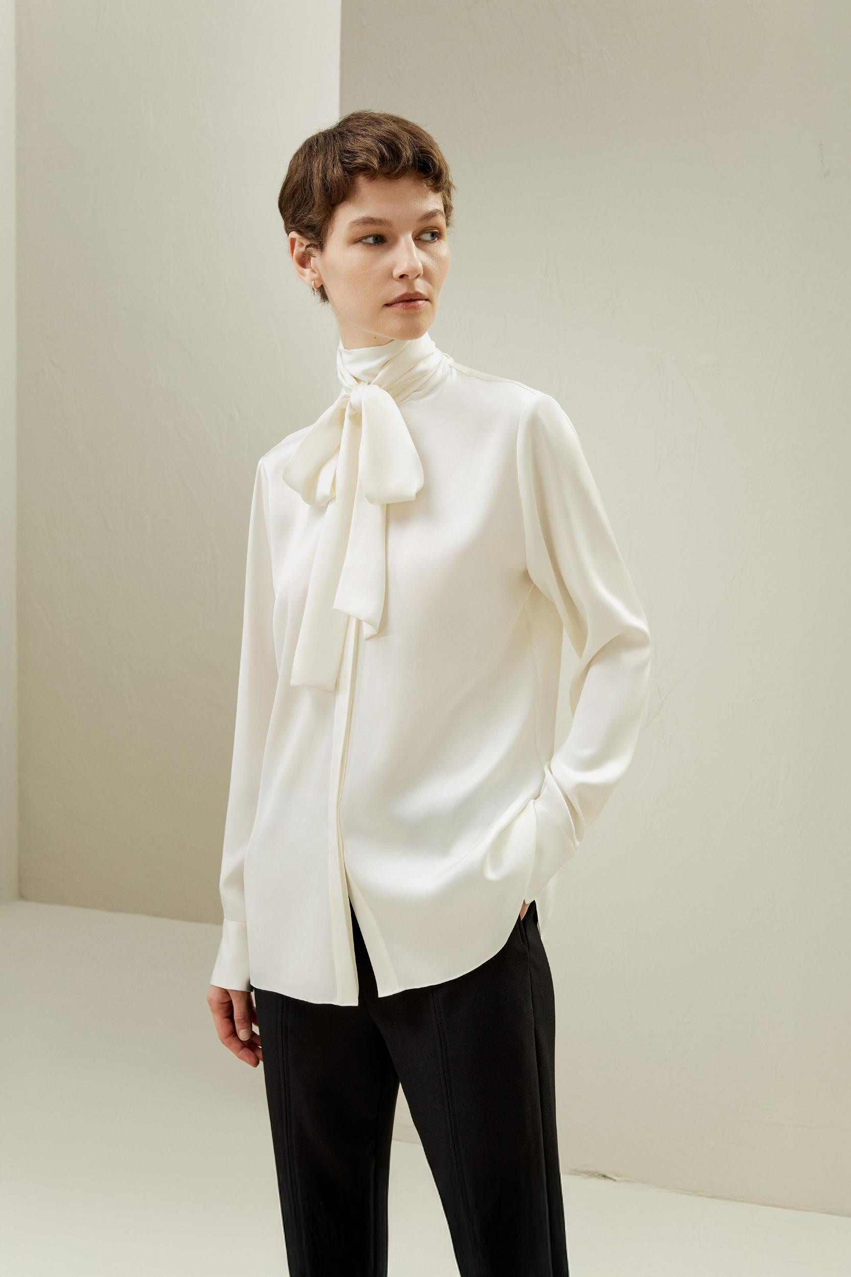 LILYSILK Silk Shirt Women Purple Pure Silk Elegant Cuff Shell Button Blouse M Product Image