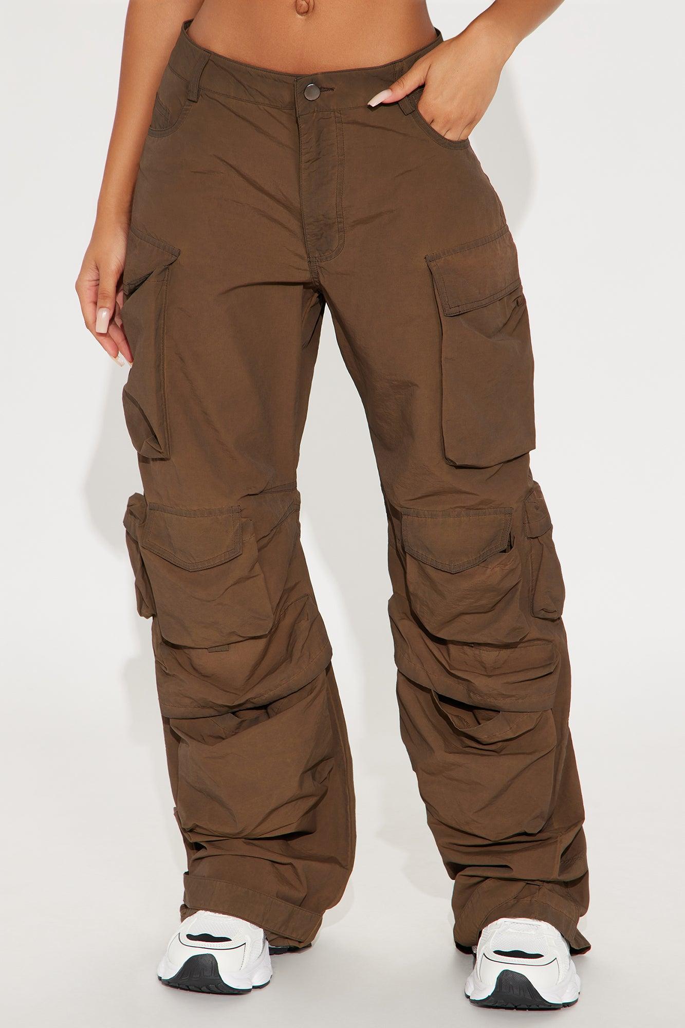 Talk It Up Oversized Cargo Pant - Chocolate Female Product Image
