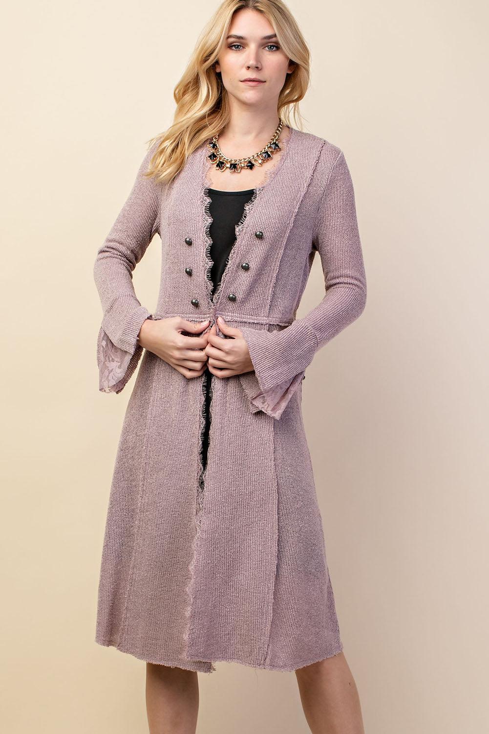 Knit Long Jacket With Buttons Product Image