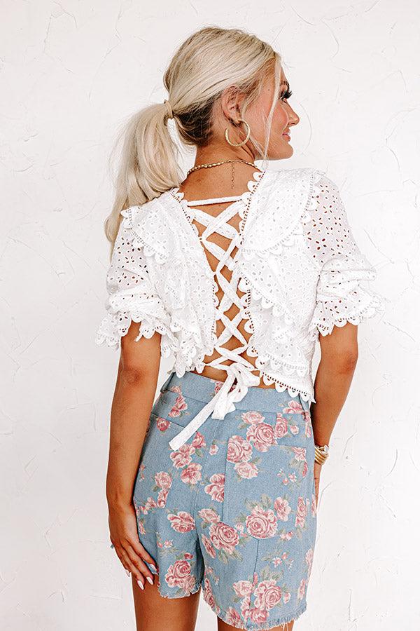 Romantic Story Eyelet Crop Top Product Image