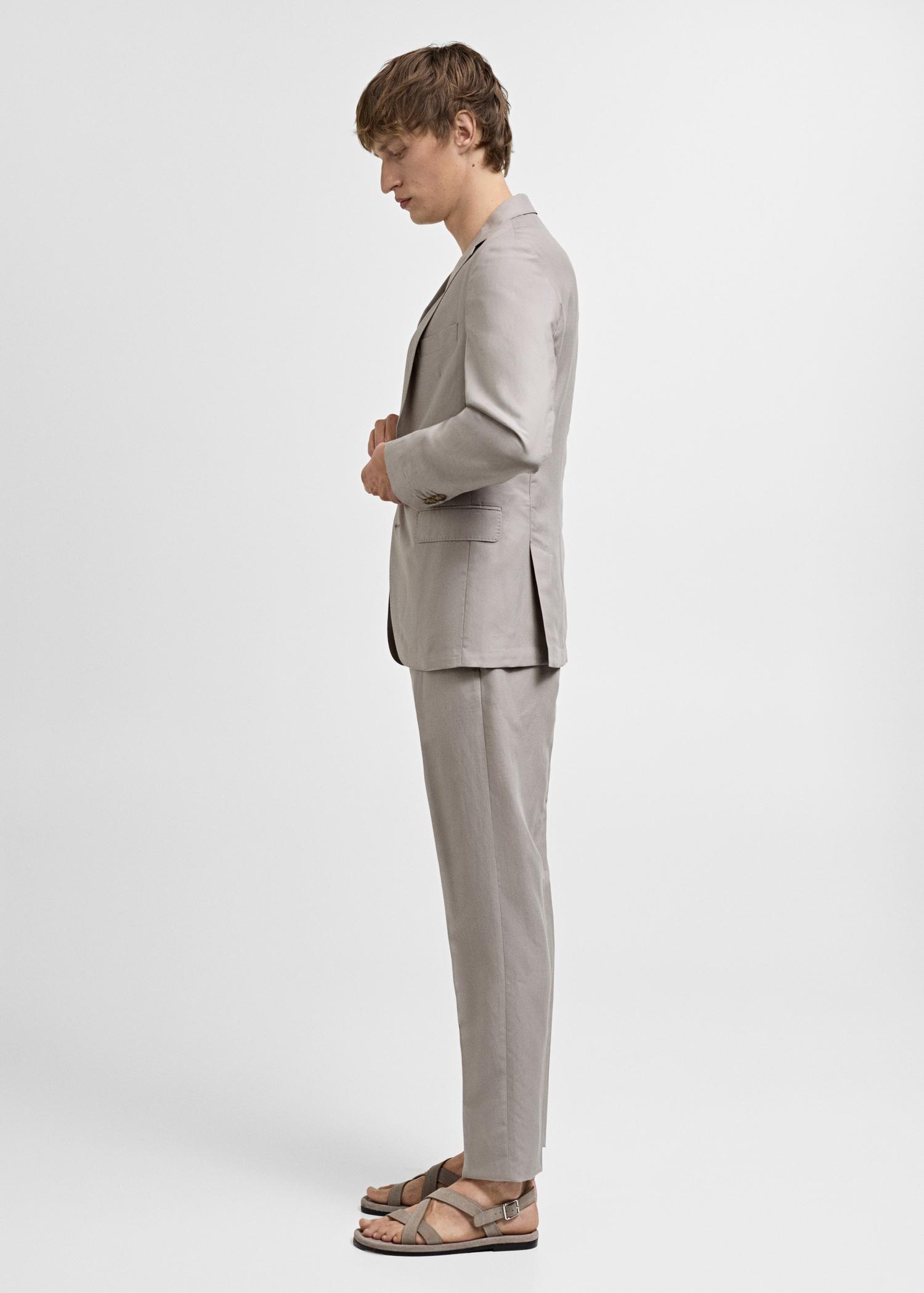 Slim-fit linen-blend suit pants - Men | MANGO USA Product Image