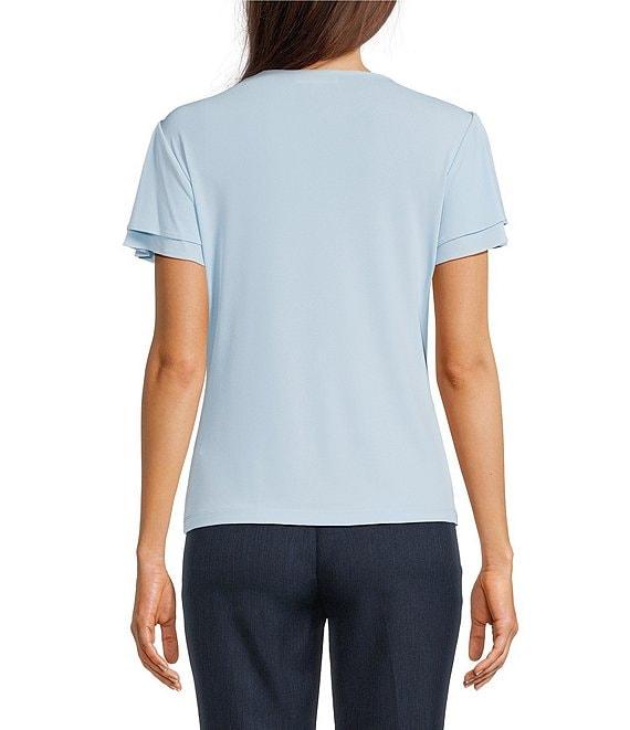 Calvin Klein V-Neck Flutter Short Sleeve Top Product Image