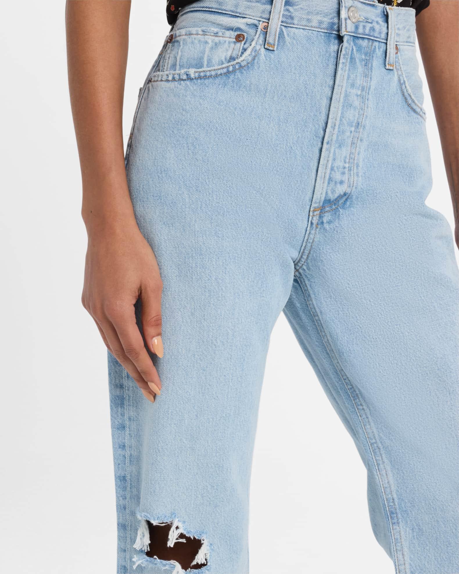 90's Crop Mid-Rise Loose Straight Jeans Product Image