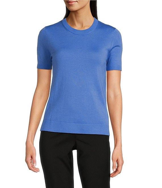 BOSS by Hugo Boss Falyssiasi Soft Knit Virgin Wool Crew Neck Short Sleeve Top Product Image