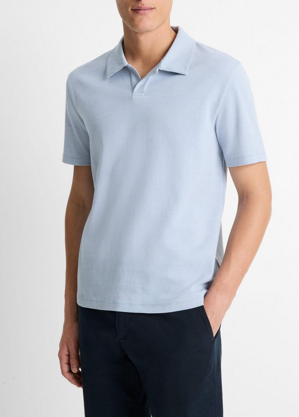 Houndstooth Pima Cotton Johnny-Collar Polo Shirt Product Image