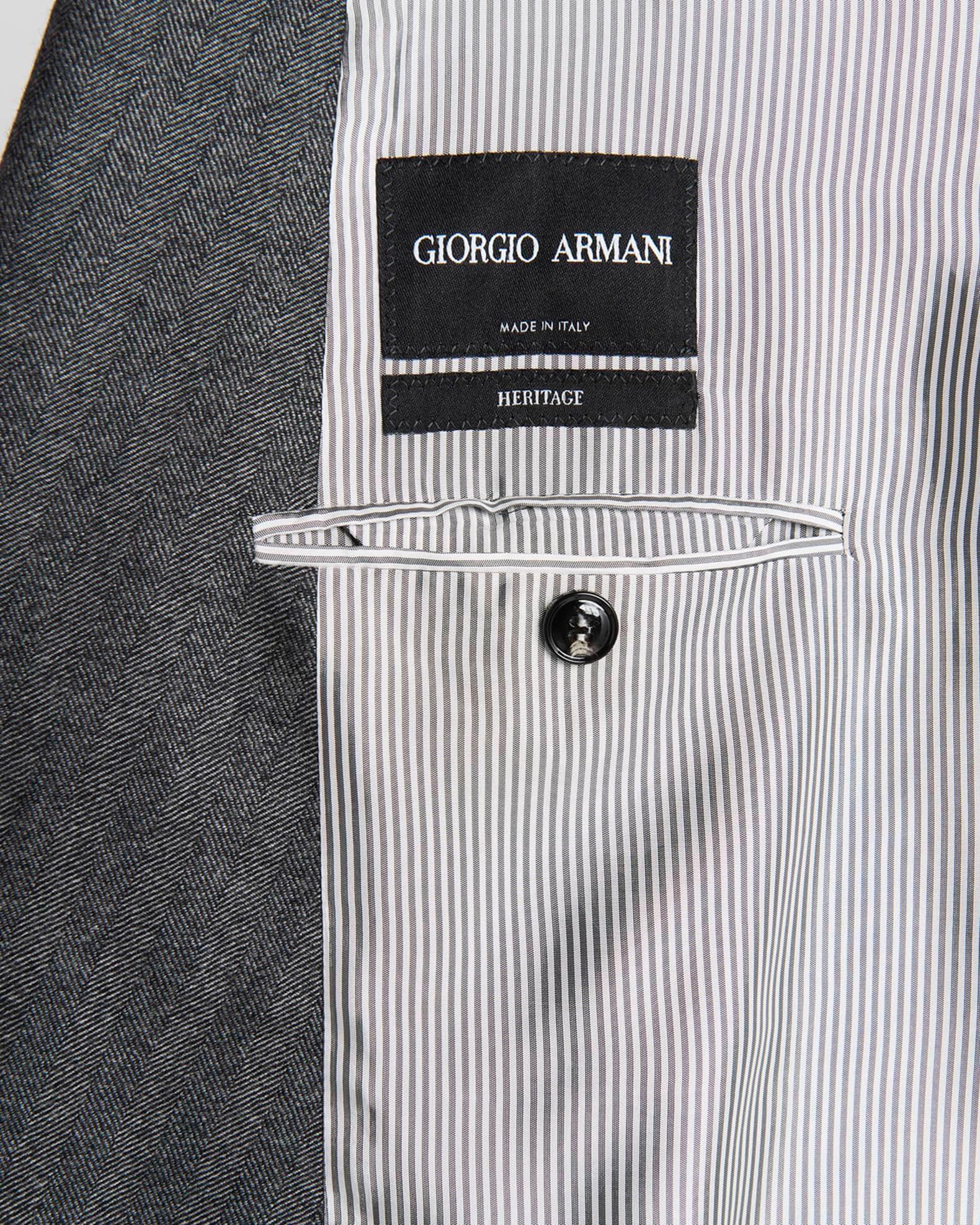 Men's Chevron Pattern Wool Cashmere Blend Shawl Lapel Double Breasted Suit Product Image