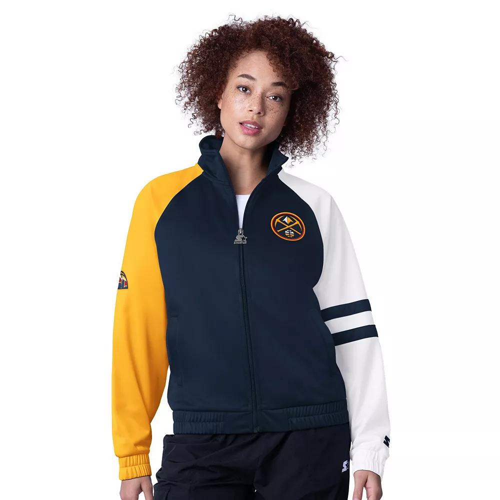 Women's Starter Royal Golden State Warriors Line Up Dolman Raglan Full-Zip Track Jacket, Size: Medium, Blue Product Image