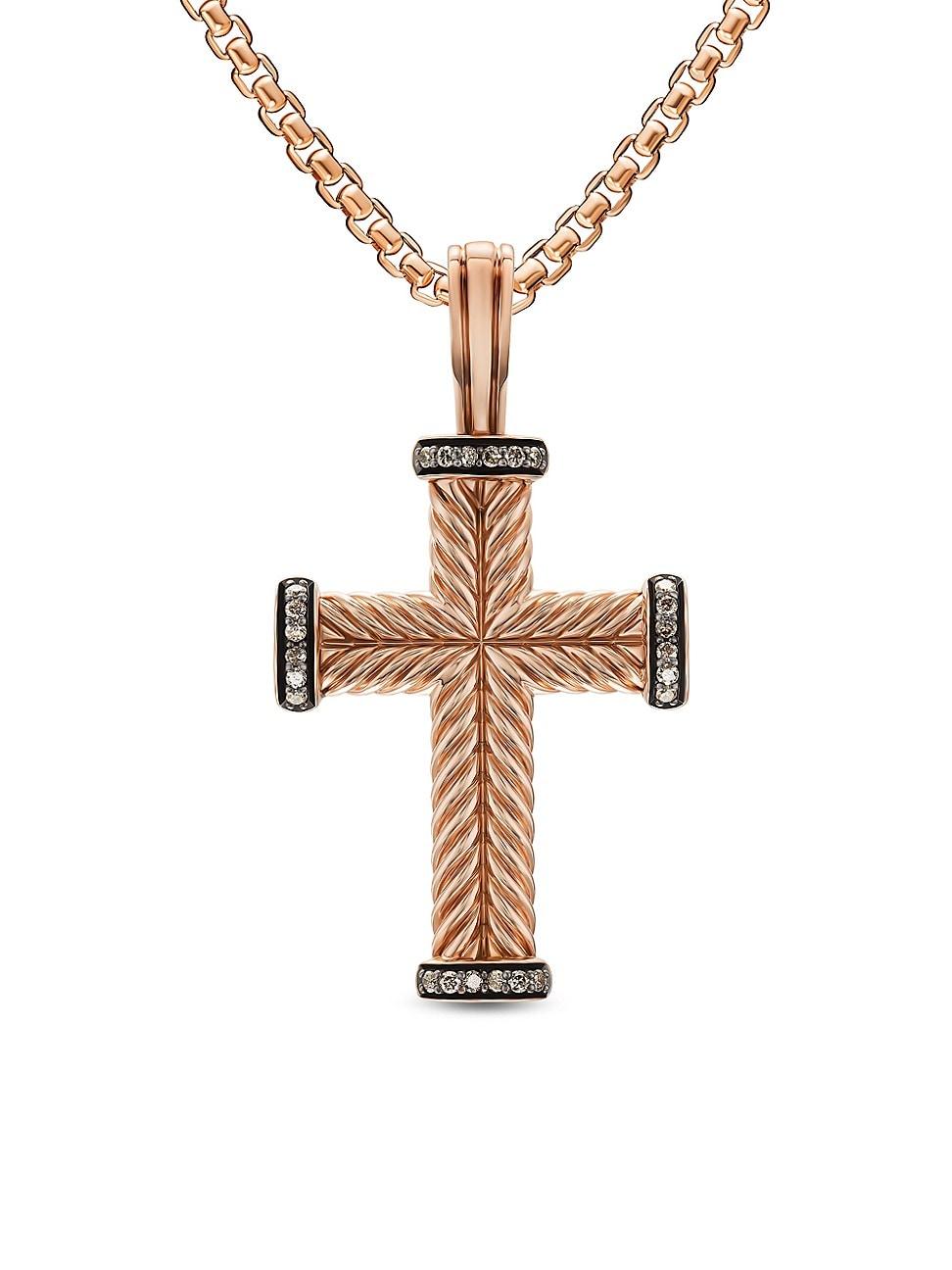 Mens Chevron Cross Pendant in 18K Rose Gold Product Image