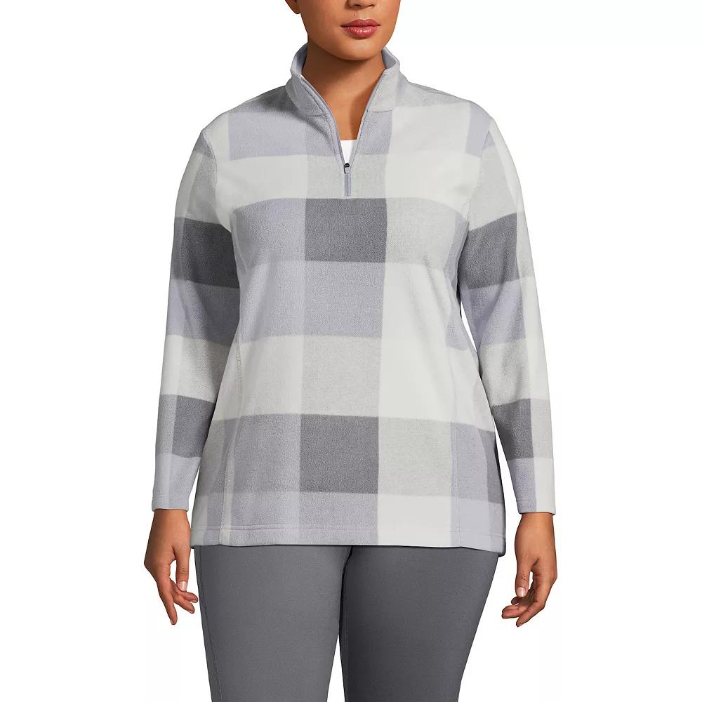 Plus Size Lands' End 1/4-Zip Fleece Pullover, Women's, Size: 3XL, Gray Buffalo Check Product Image
