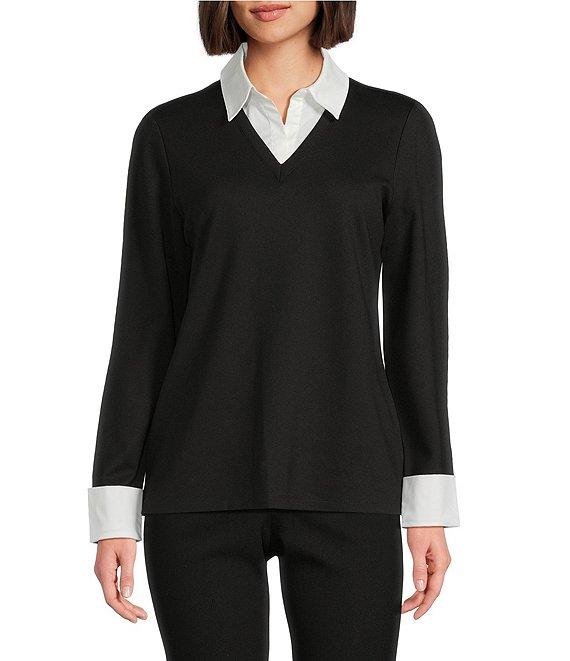Jones New York Serenity Knit Long Sleeve Twofer Top Product Image