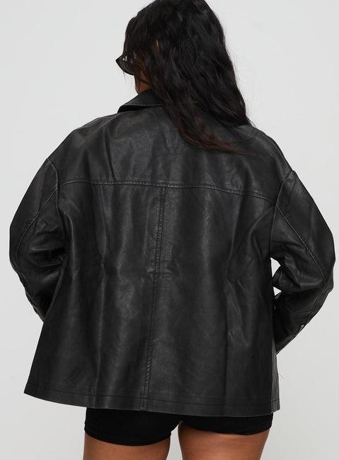 Napoleon Faux Leather Jacket Black Product Image