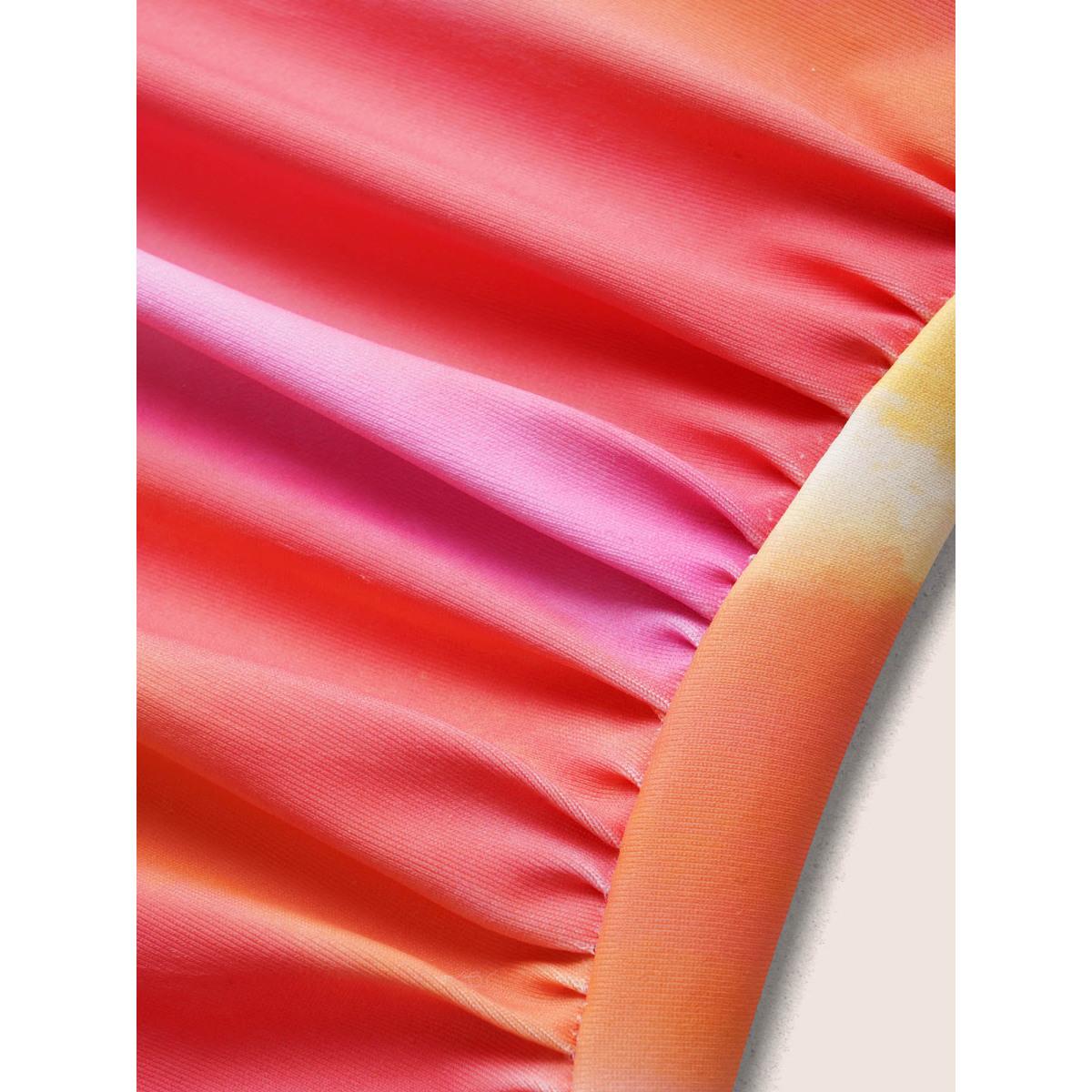 Plus Size Ombre Wrap Ruffle Trim One Piece Swimsuit Women's Swimwear Multicolor Beach Gathered Curve Bathing Suits High stretch One Pieces BloomChic 22-24/3X Product Image