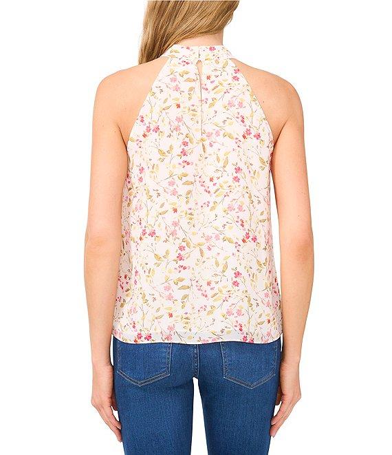 CeCe Floral Print Halter Neck Sleeveless Tank Product Image