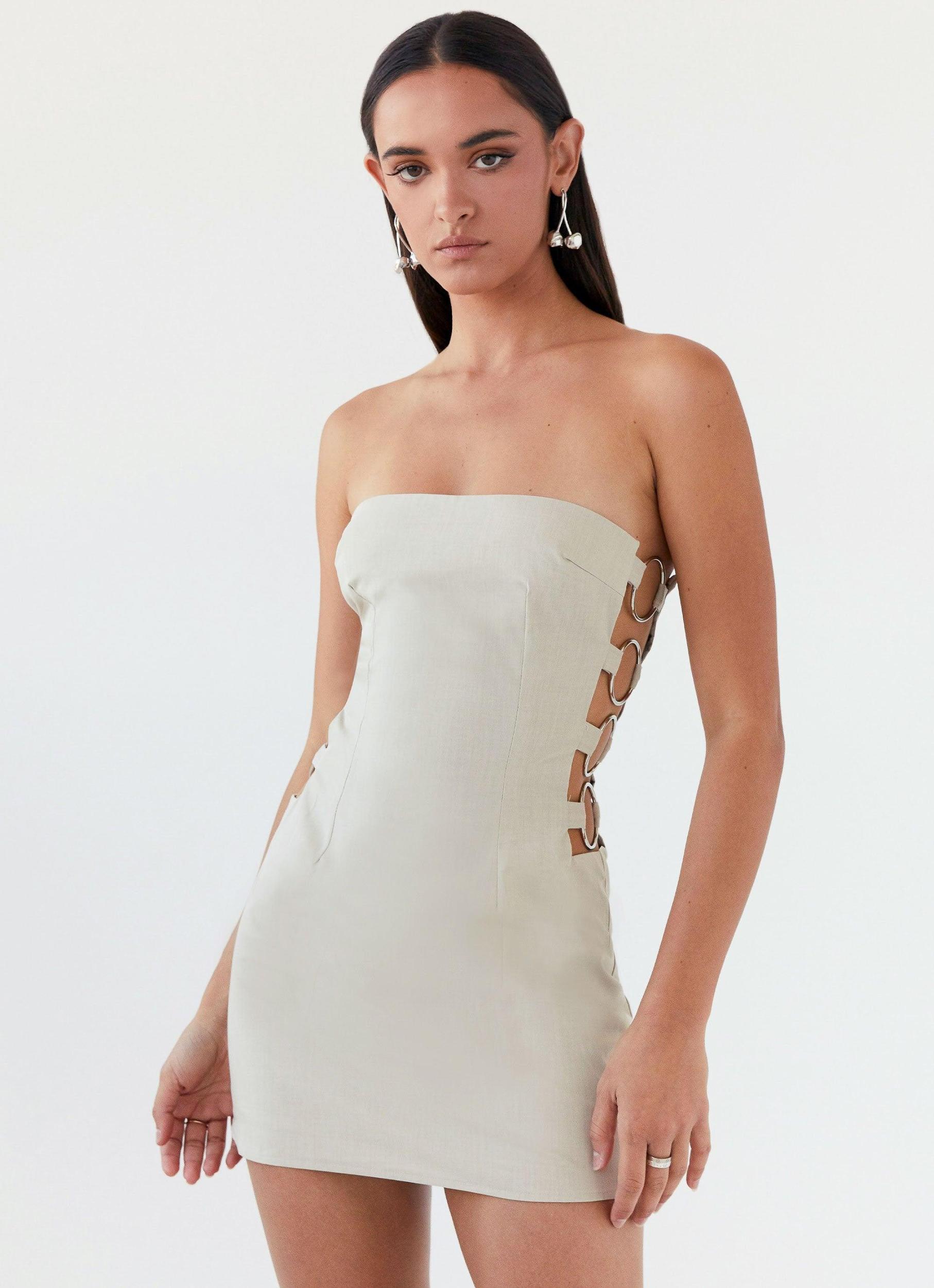 Conceited Strapless Mini Dress - Sand Product Image