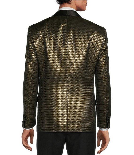 Tre Vero Modern Fit Metallic Jacquard Pattern Tuxedo Sport Coat Product Image