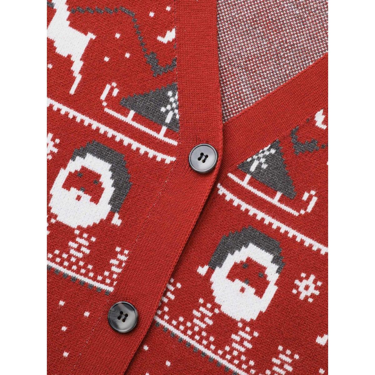 Plus Size Supersoft Essentials Home-for-Holidays Button-Front Cardigan Brightred Women Elegant Loose Long Sleeve Everyday Cardigans BloomChic 26/4X Product Image