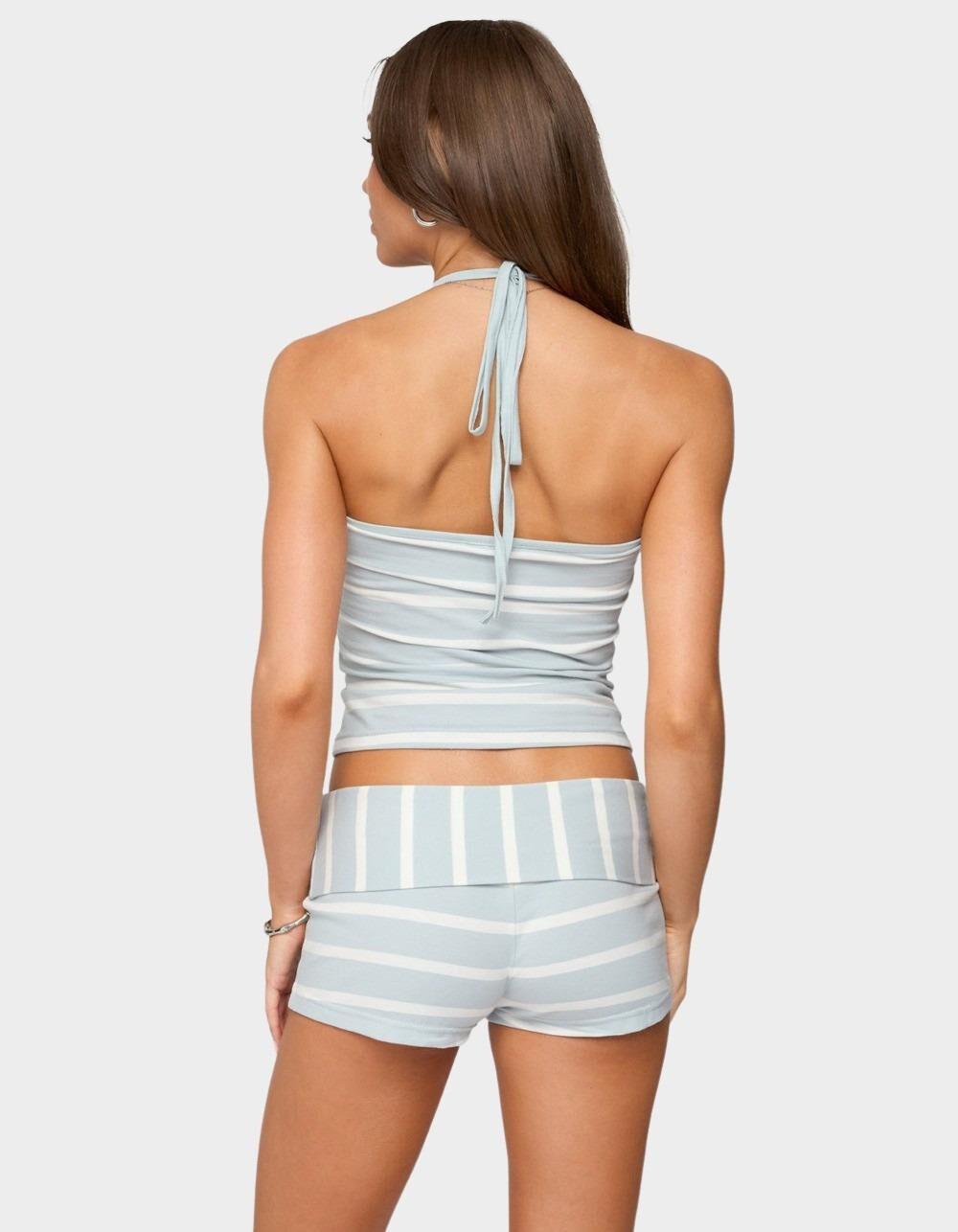 EDIKTED Lorenza Striped Halter Top - LIGHT BLUE Product Image