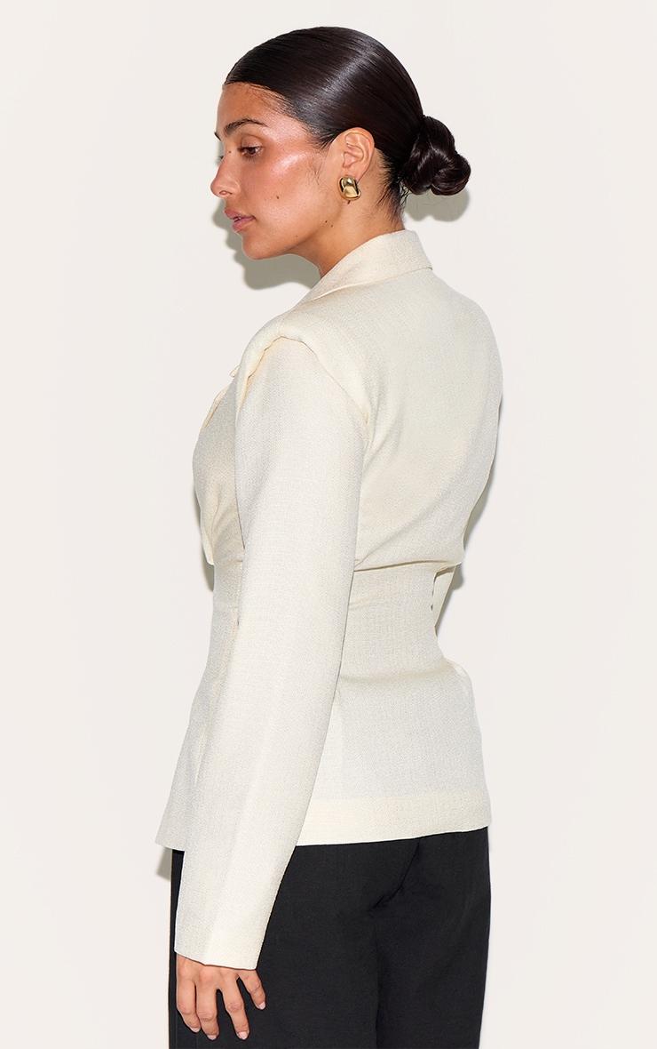 Petite Cream Cinched Waist Blazer Product Image