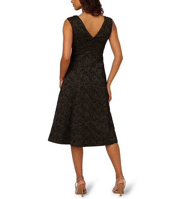 Adrianna Papell Beaded Jacquard Sleeveless Midi Dress Product Image