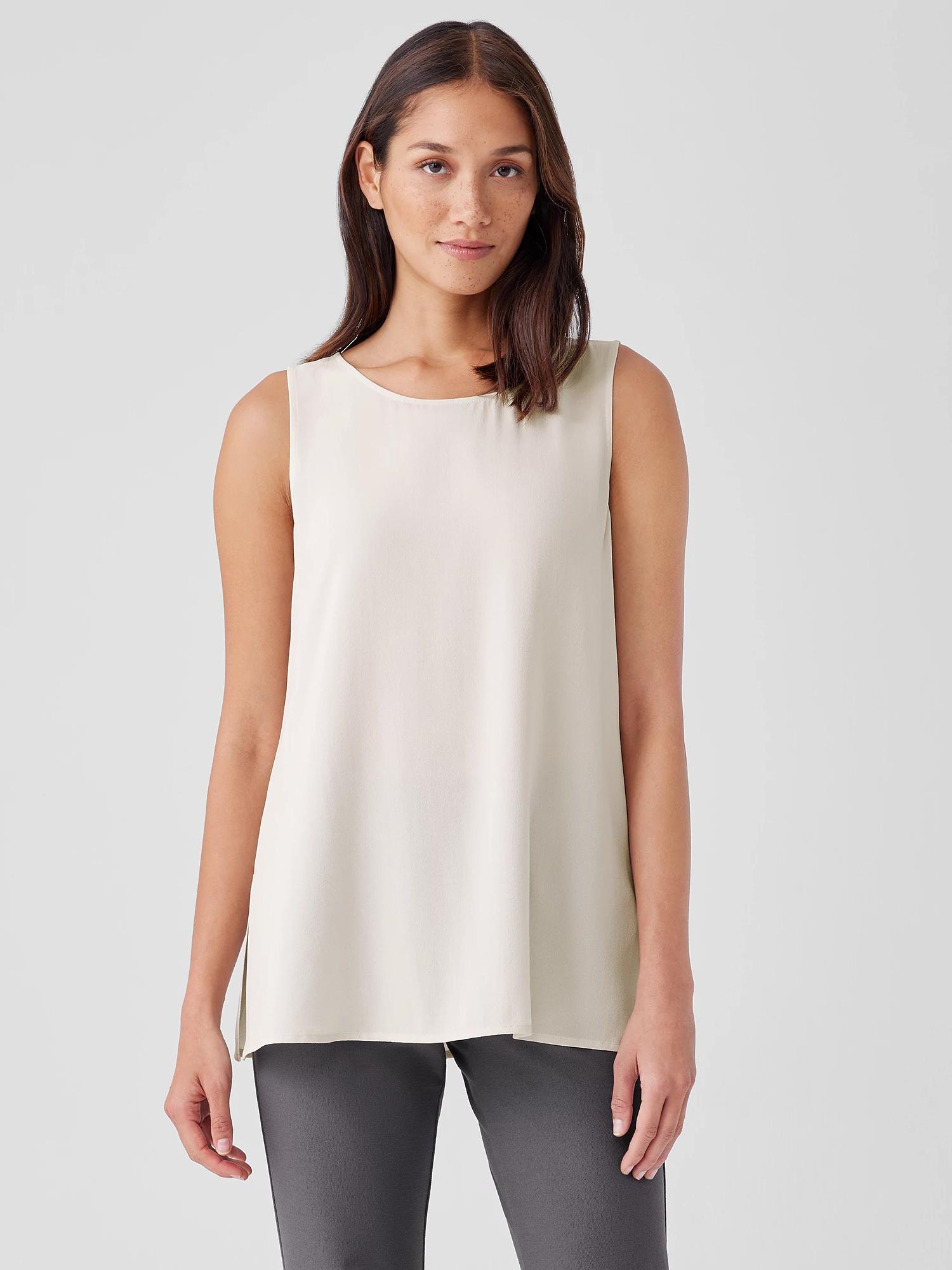 Silk Georgette Crepe Ballet Neck Tank Product Image