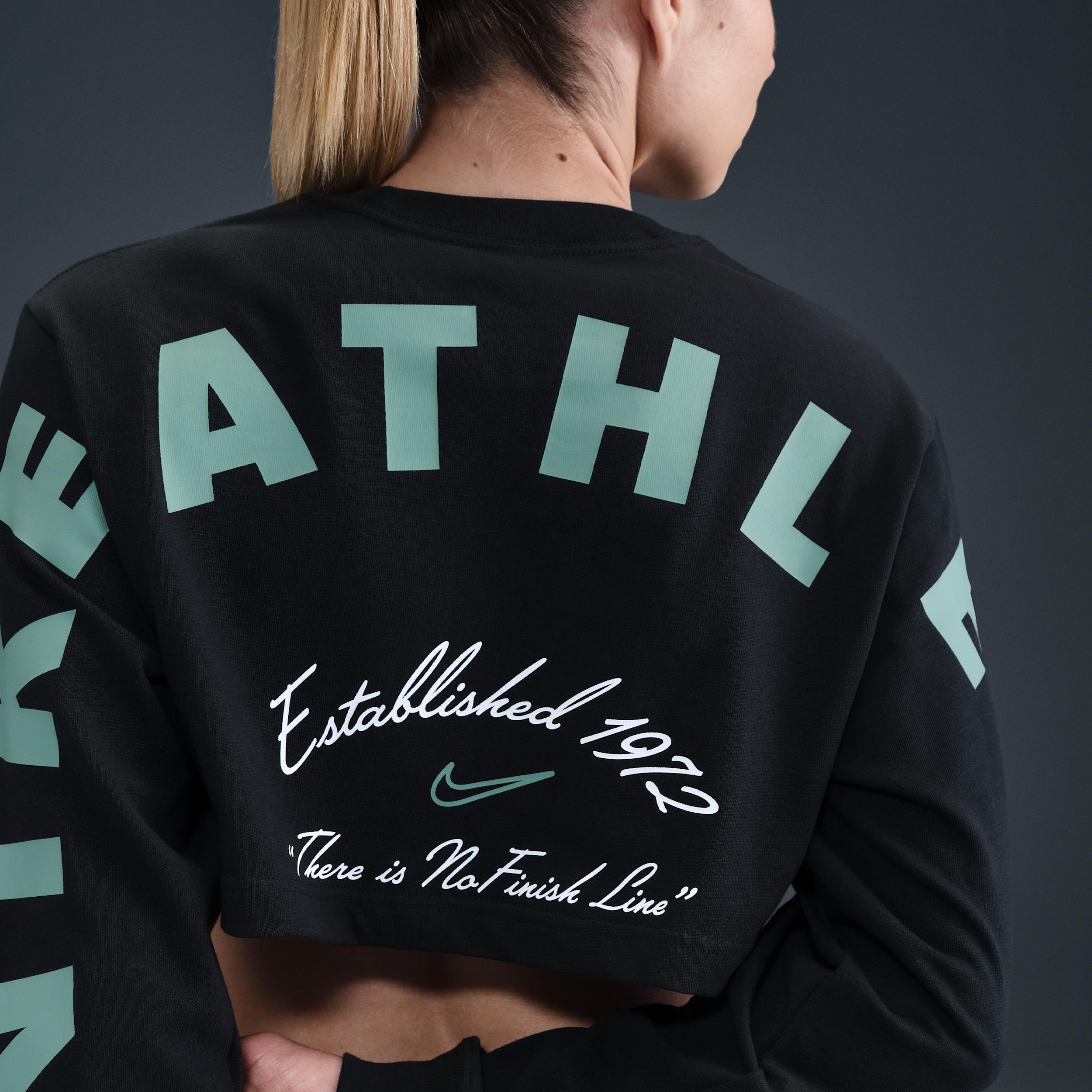 Womens Nike Sportswear Oversized Long-Sleeve Cropped Graphic T-Shirt | HV5005-010 Product Image