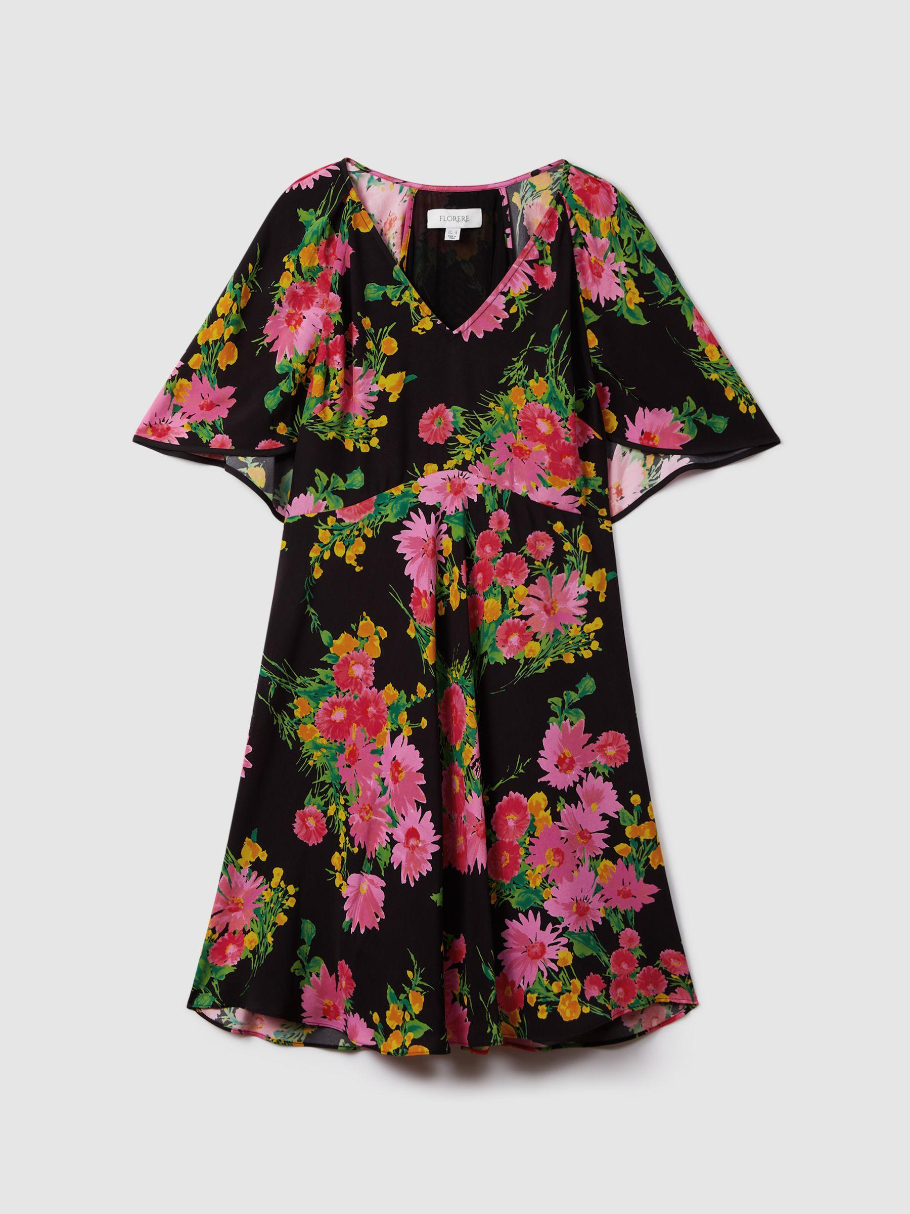 Florere Printed Cape Sleeve Mini Dress in Pink/Black Product Image