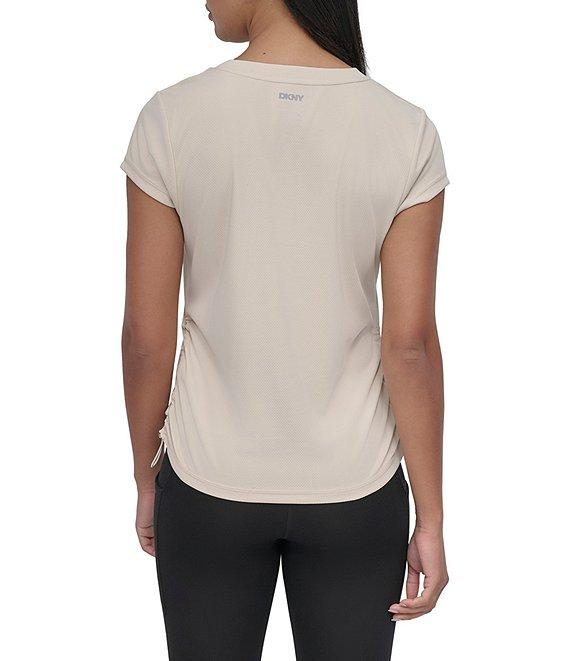 DKNY Sport by Donna Karan V Neck Short Sleeve Tech Ruched Side Seam Tee Product Image