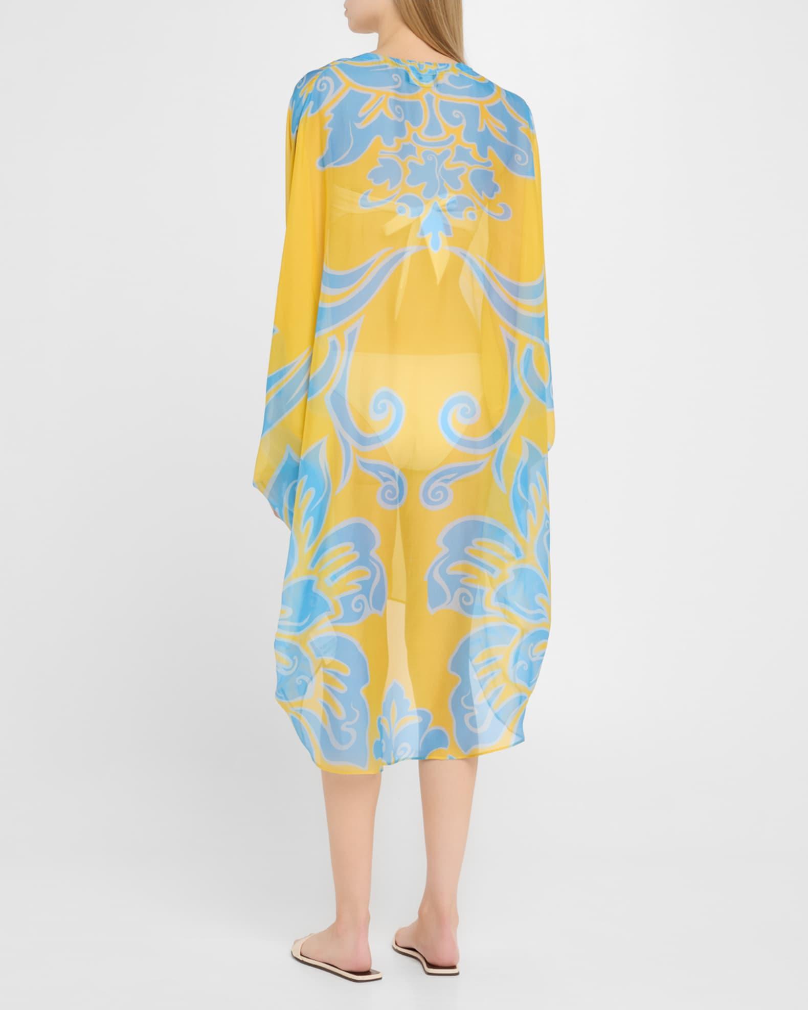 Printed Silk High-Low Coverup Product Image