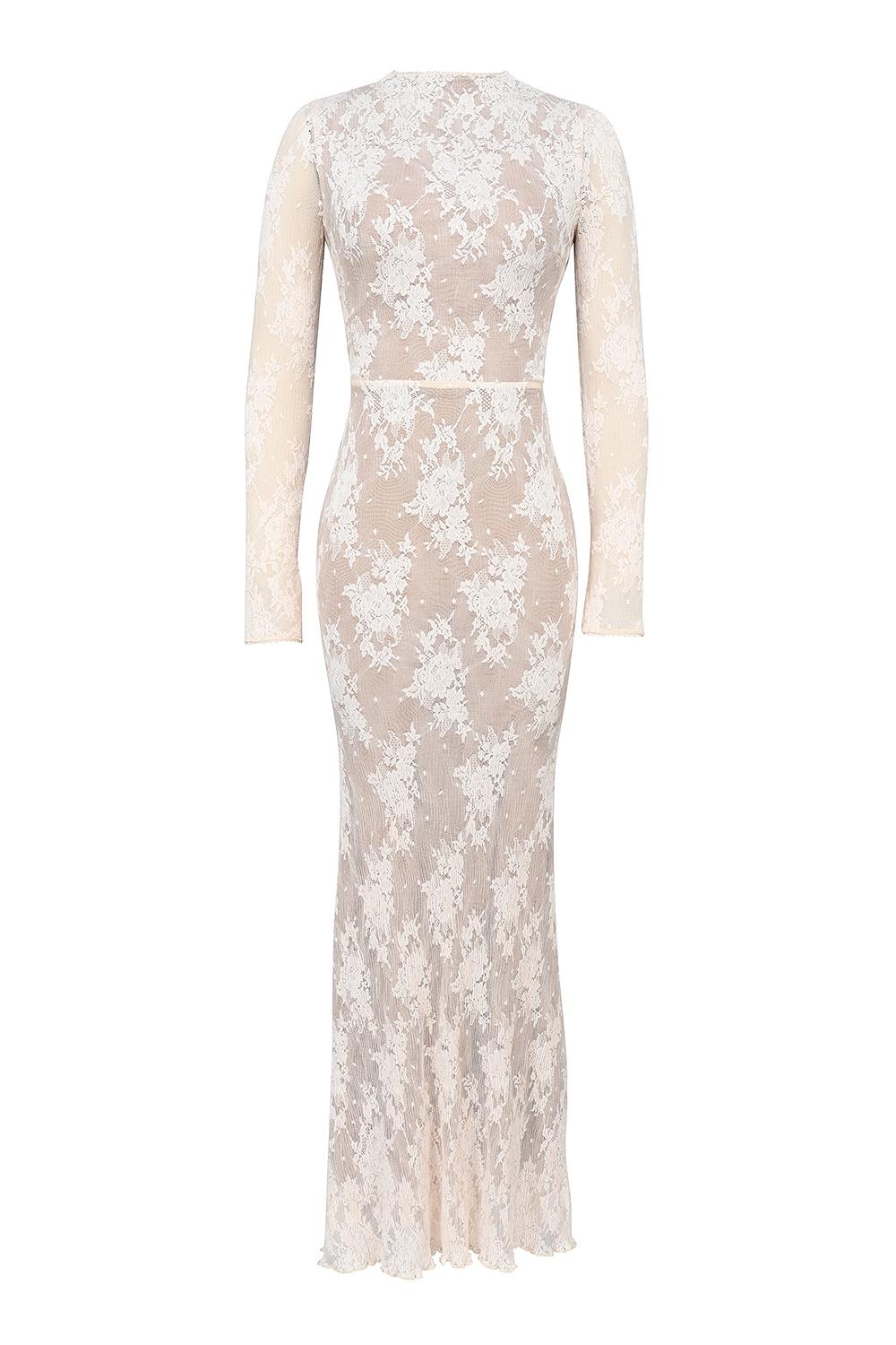 Isoline  peach lace maxi dress Product Image