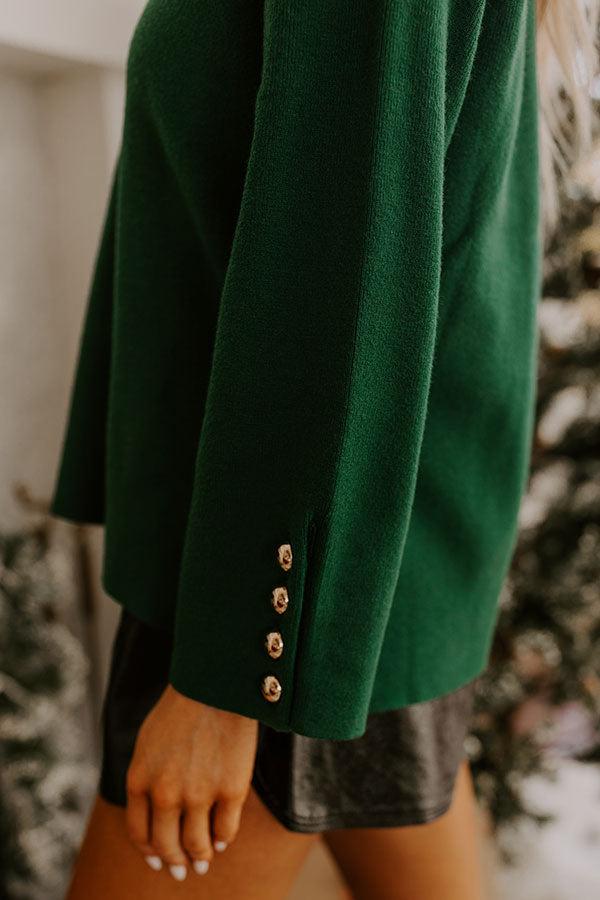 Coffee Shop Cutie Knit Sweater Top in Hunter Green Product Image