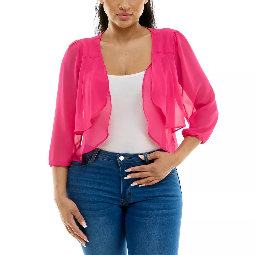 Women's Nina Leonard Chiffon Pleated Bolero,  Product Image
