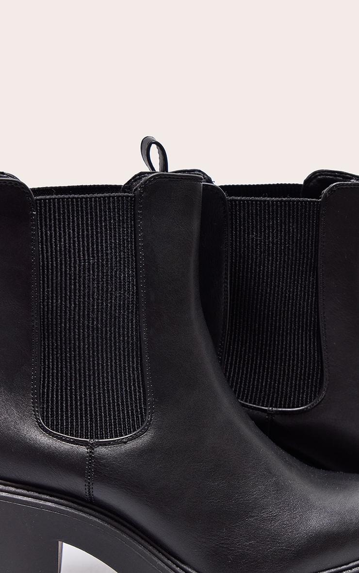 Black Wide Fit PU Chunky Chelsea Ankle Boots Product Image