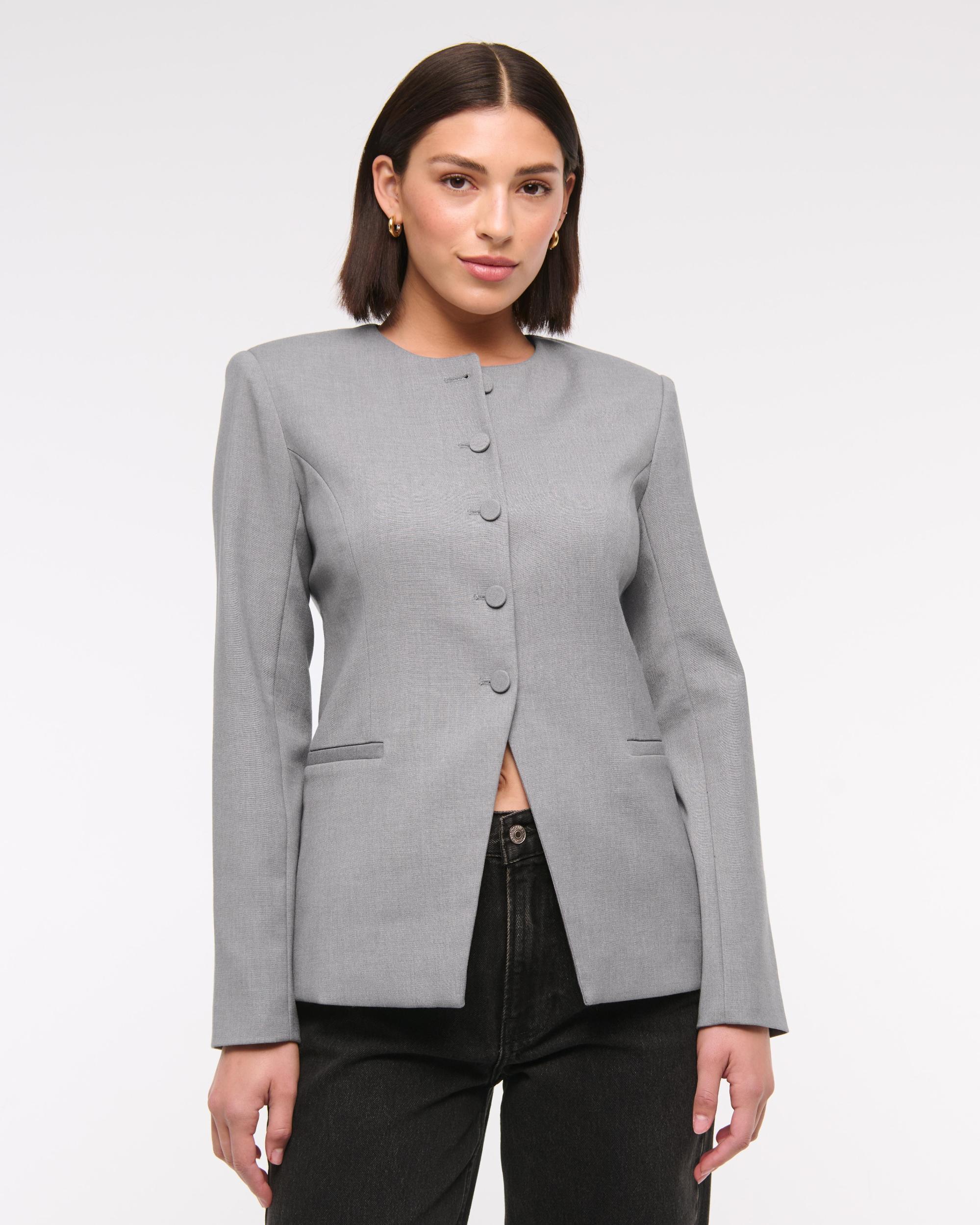 Collarless Suiting Blazer Product Image