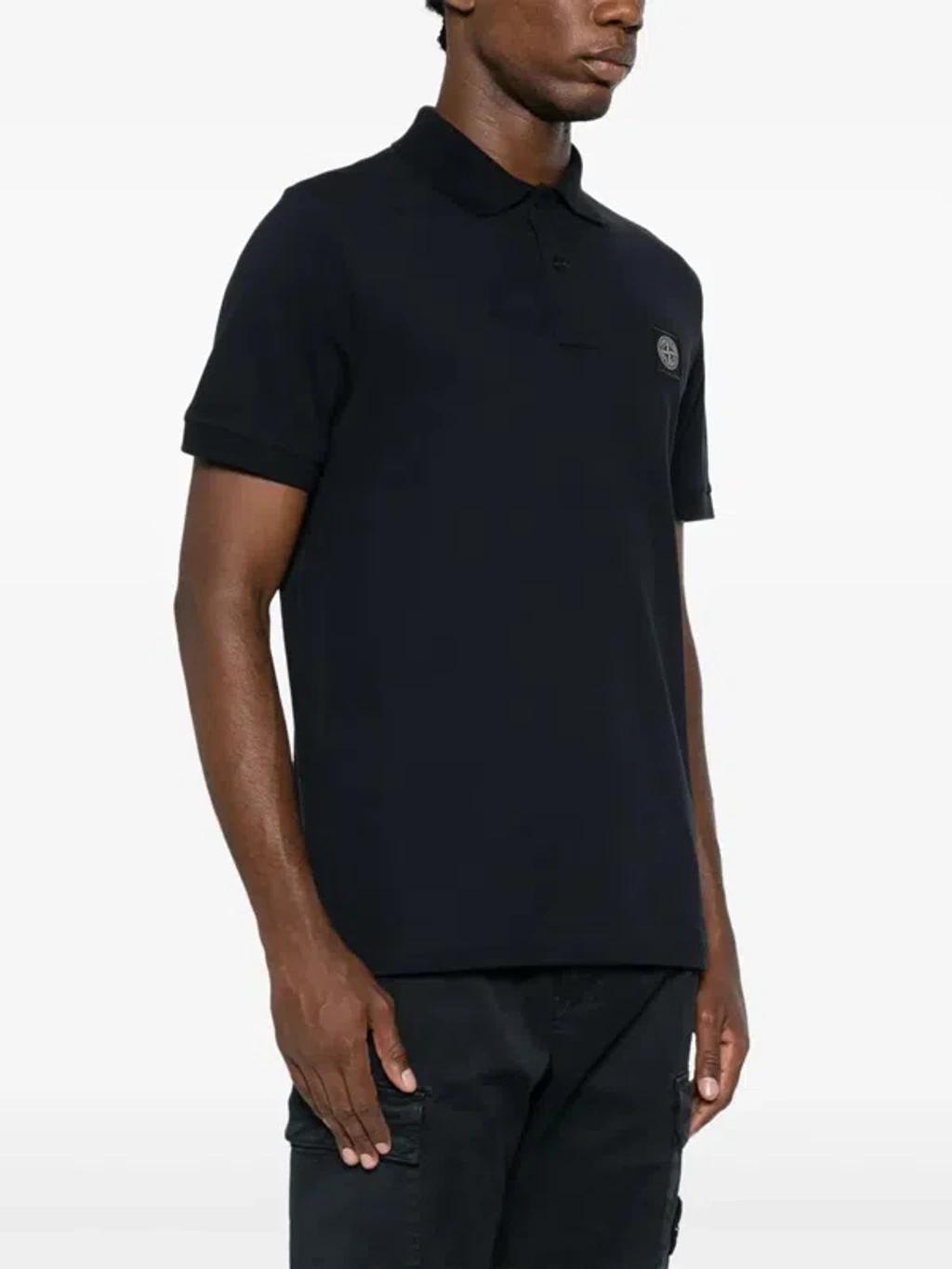 STONE ISLAND Mens Black Brand-patch Regular-fit Stretch-cotton Polo Shirt Xl Product Image