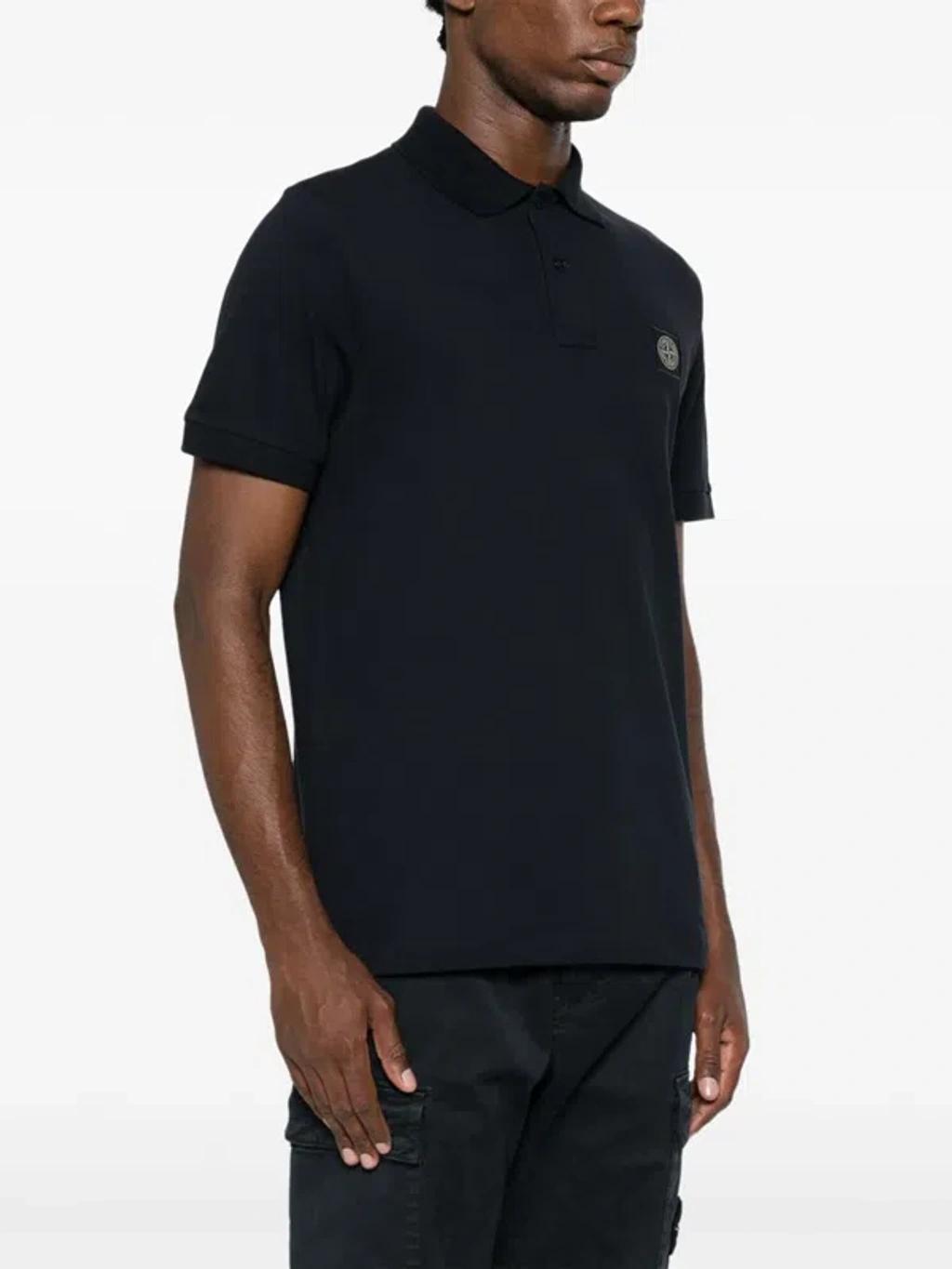 STONE ISLAND Mens Black Brand-patch Regular-fit Stretch-cotton Polo Shirt Xl Product Image