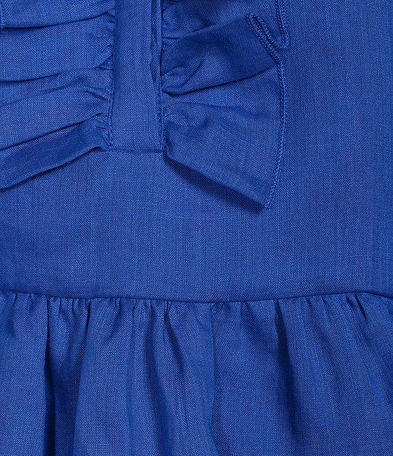 A Loves A Woven Ruffle Collar Split V-Neck Flutter Cap Sleeve Cropped Blouse Product Image