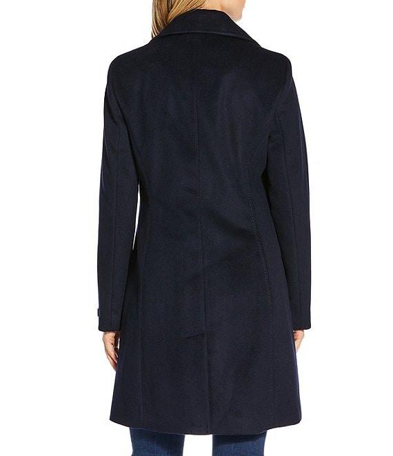 Donna Karan Petite Size Cashmere Blend Notch Collar Reefer Coat Product Image