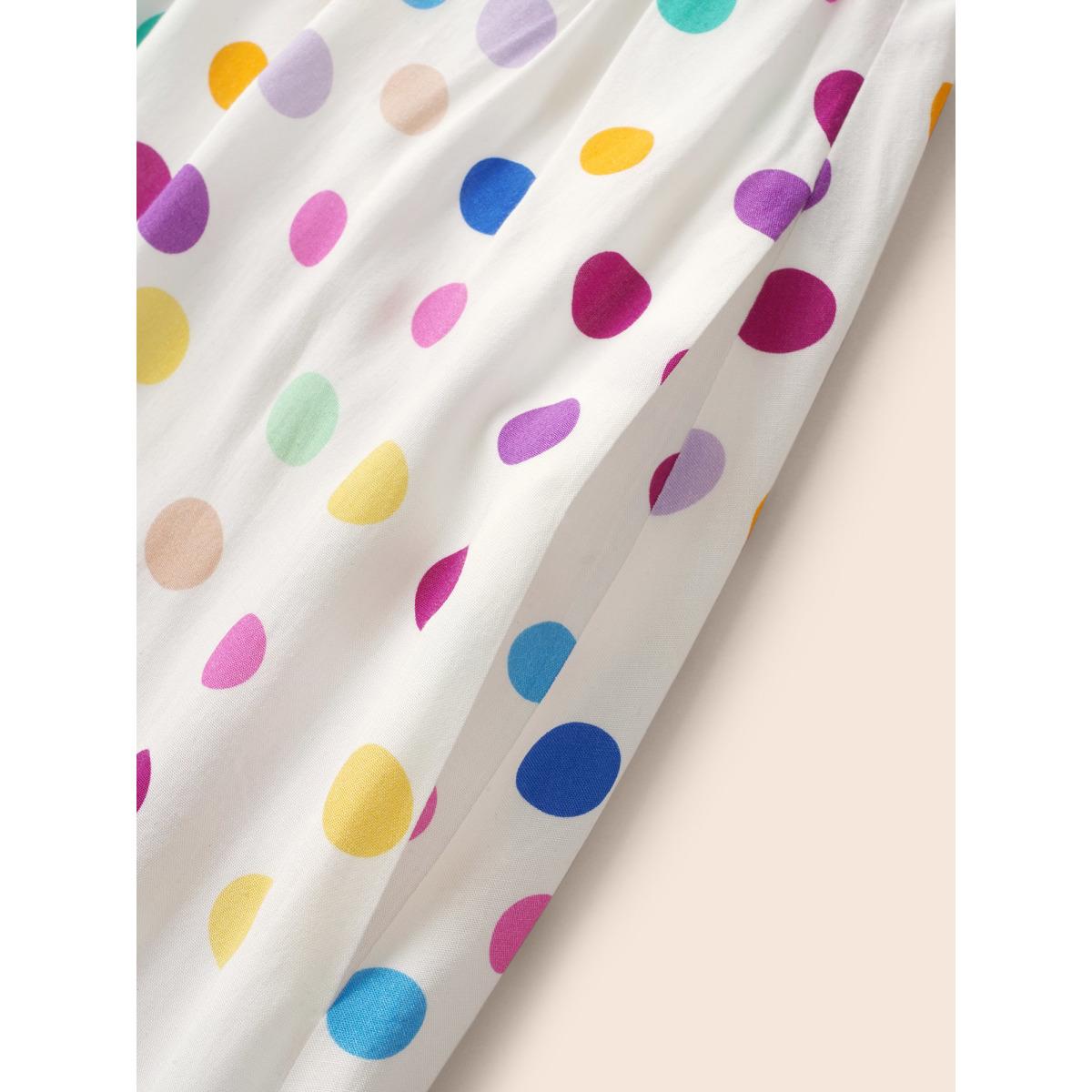 Plus Size Polka Dot Front Tie Midi Shirt Dress WhiteSmoke Women Casual Belted Shirt collar Sleeveless Curvy BloomChic 14-16/1X Product Image