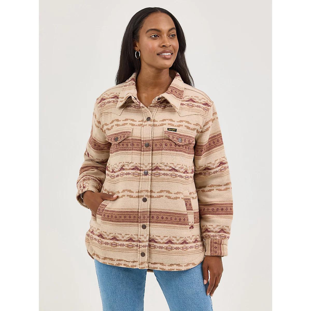 Women's Wrangler Quilt Lined Jacquard Shacket | Women's JACKETS & OUTERWEAR | Wrangler® Product Image