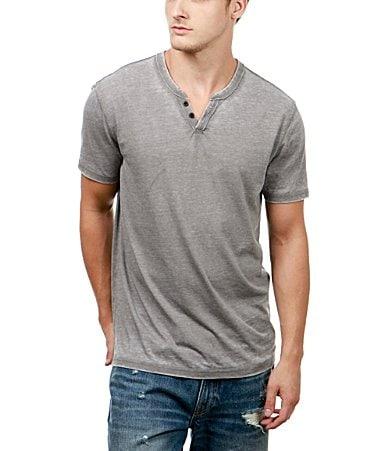 Lucky Brand Short Sleeve Button Notch Neck Venice Burnout T Product Image