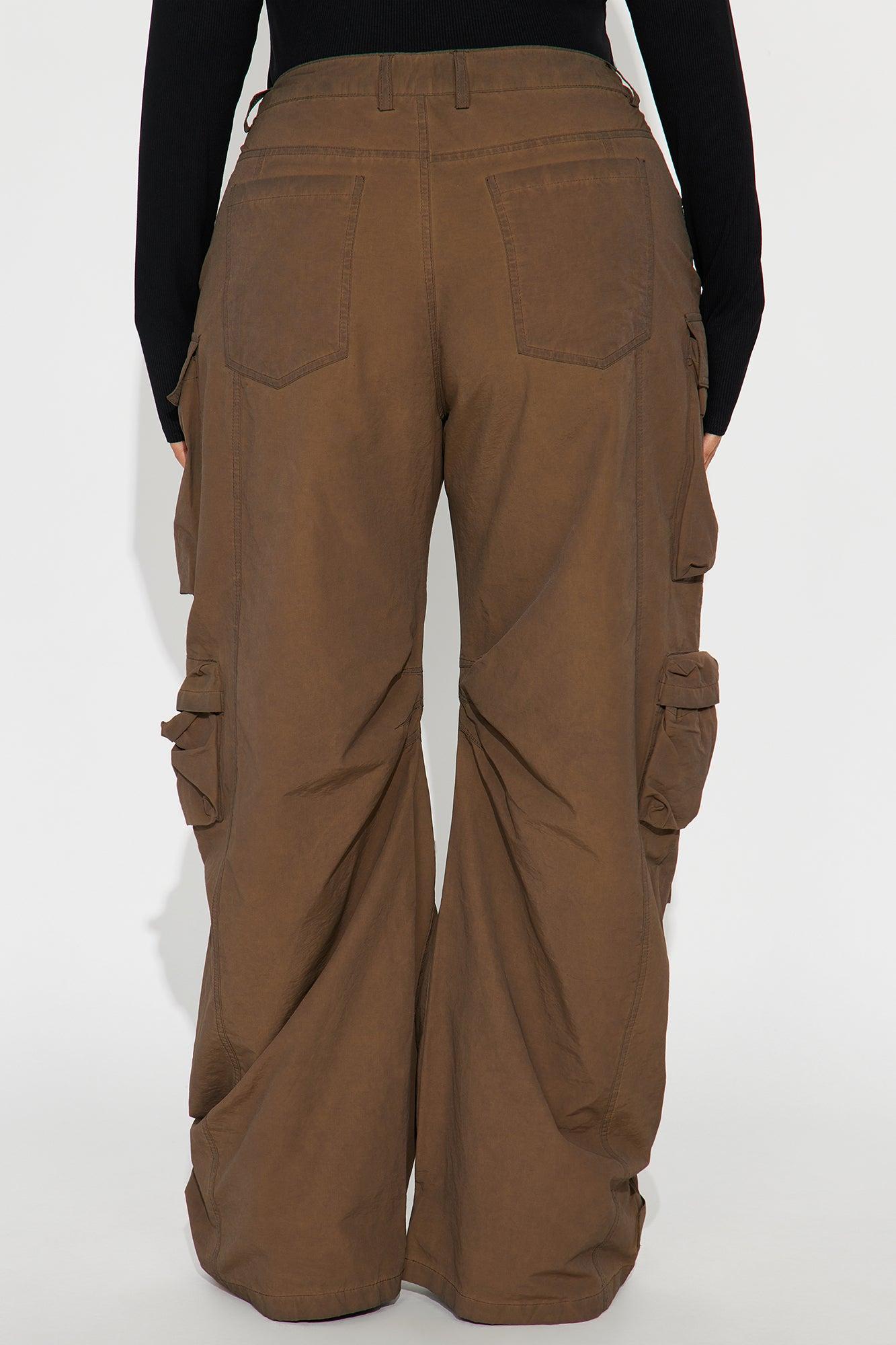 Talk It Up Oversized Cargo Pant - Chocolate Female Product Image