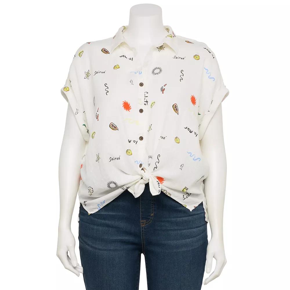 Plus Size Sonoma Goods For Life® Camp Shirt, Women's, Size: 1XL, Multi Fruit Print Product Image