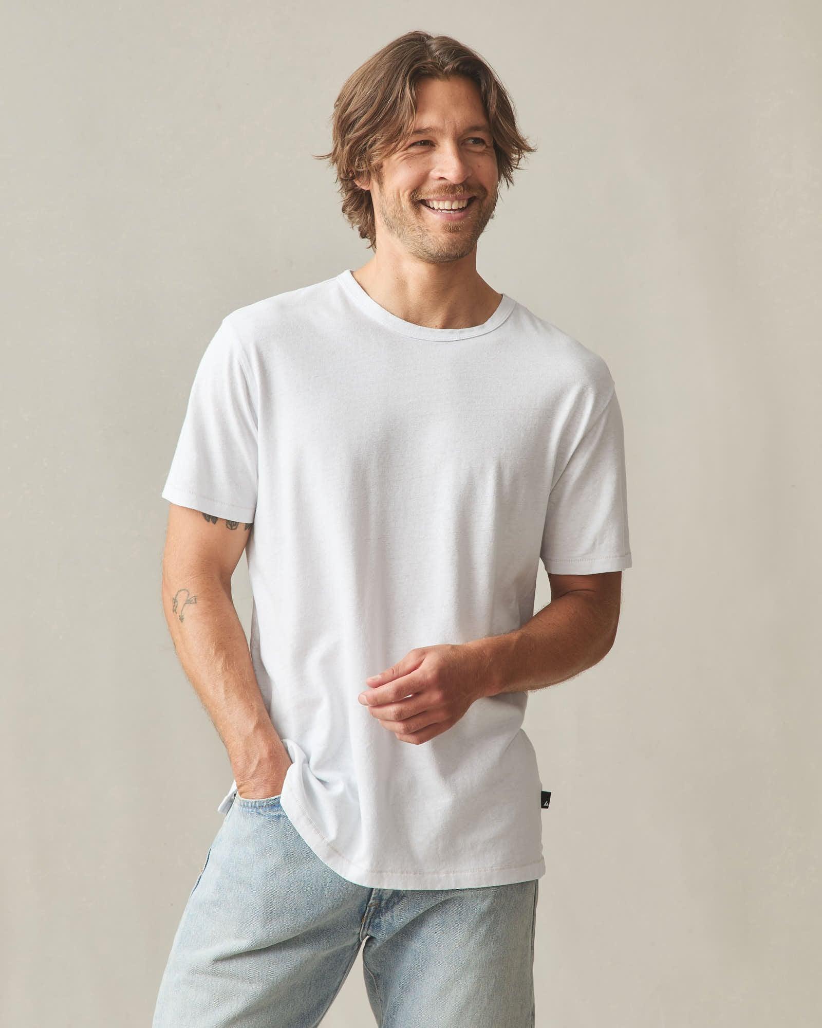Men's Hemp Jersey Crew Tee - White Male Product Image