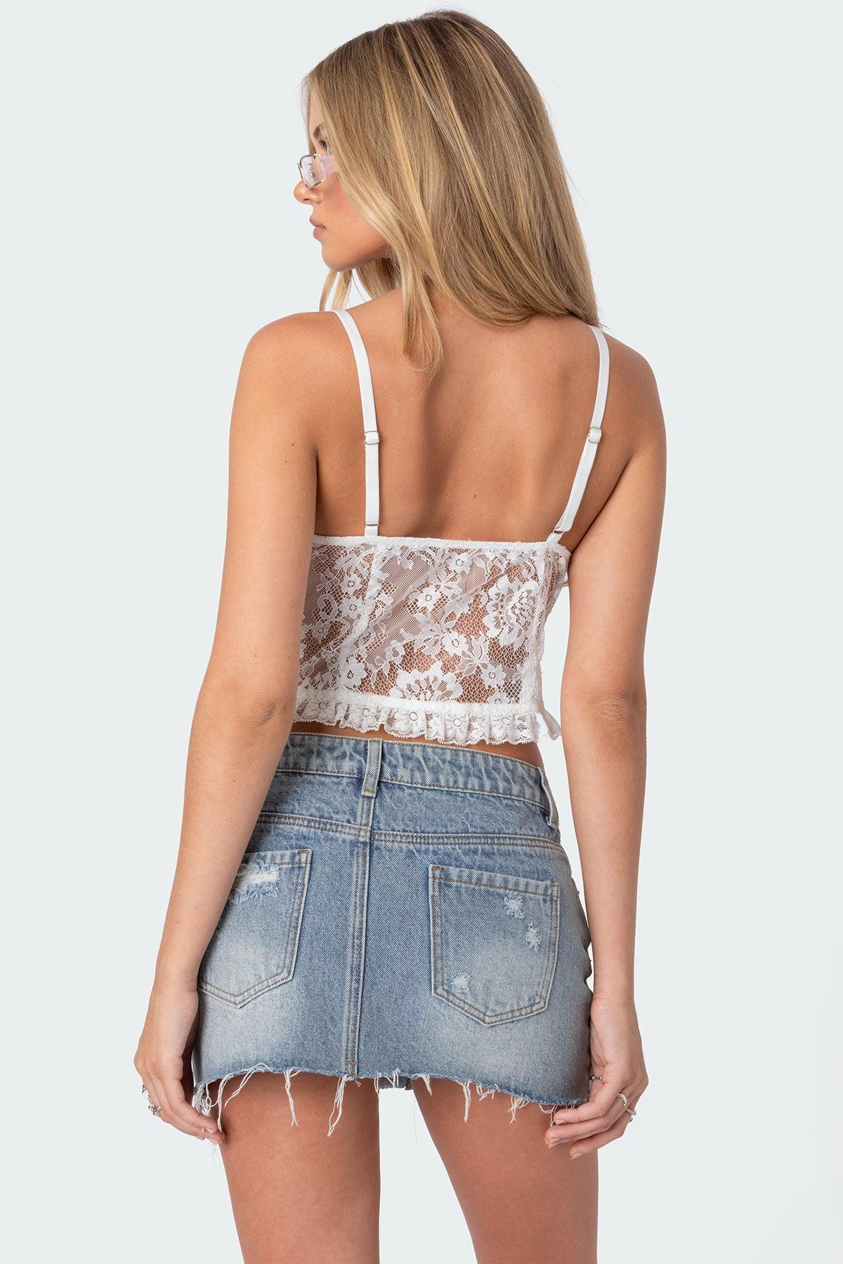 Rhea Sheer Lace Tank Top Product Image