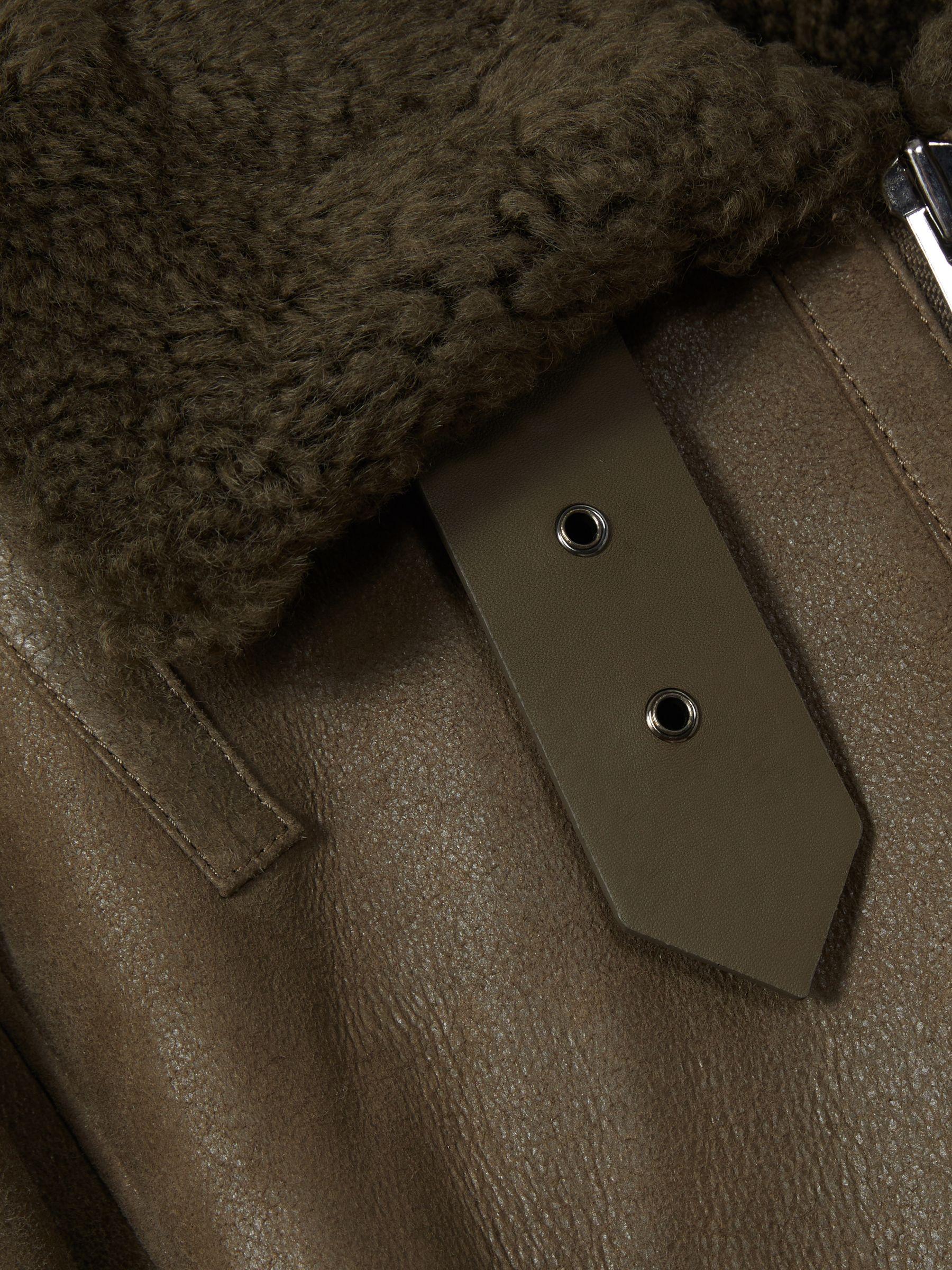 Shearling Aviator Jacket in Dark Khaki Product Image