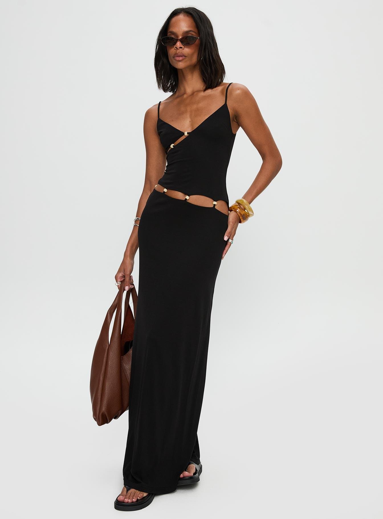 Allspice Beaded Maxi Dress Black Product Image