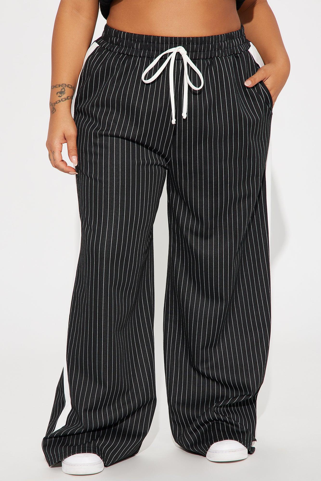 Want Nothing More Pinstripe Track Pant - Black/combo Product Image