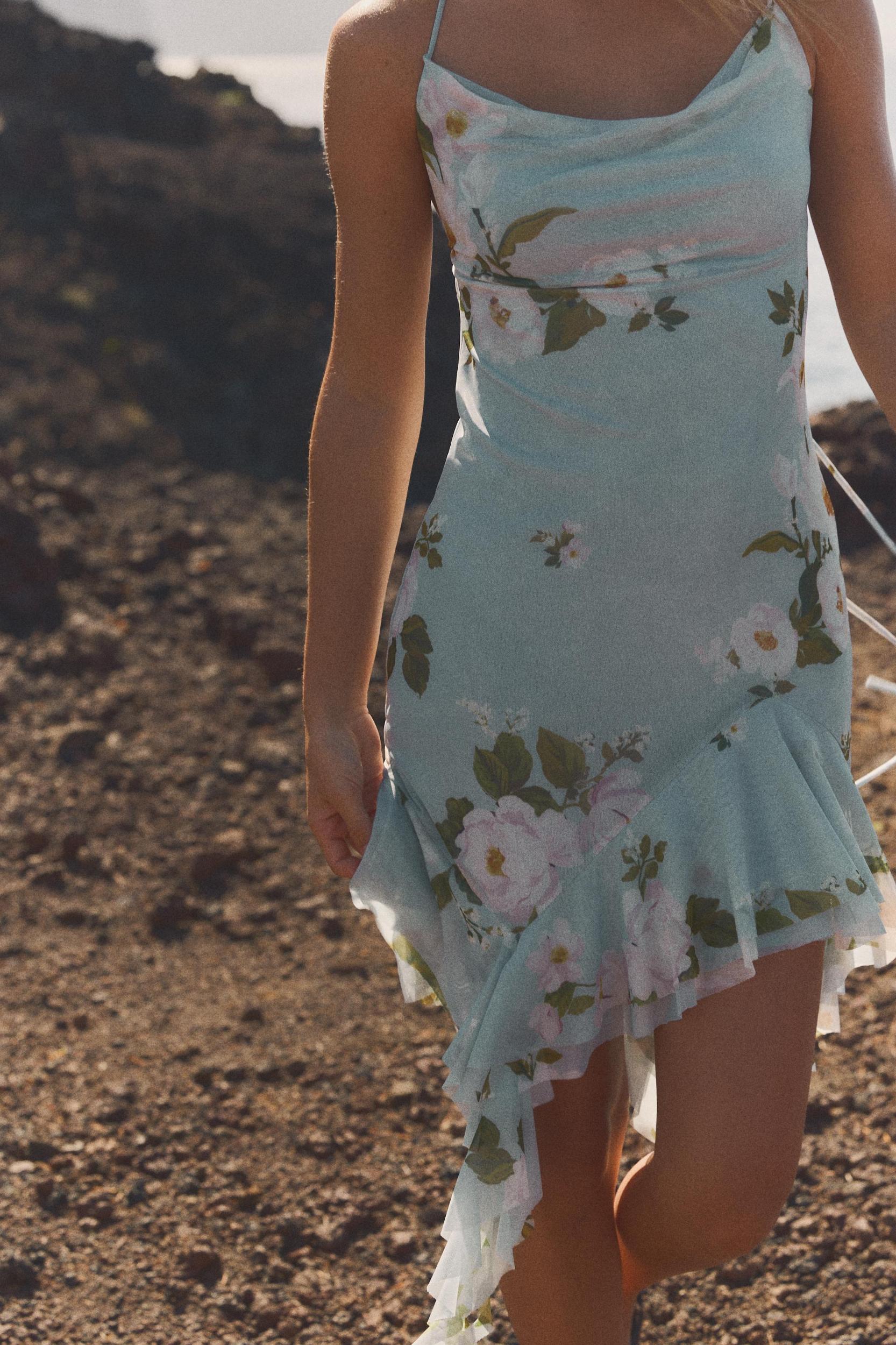 FLORAL PRINT TULLE MINI DRESS Product Image